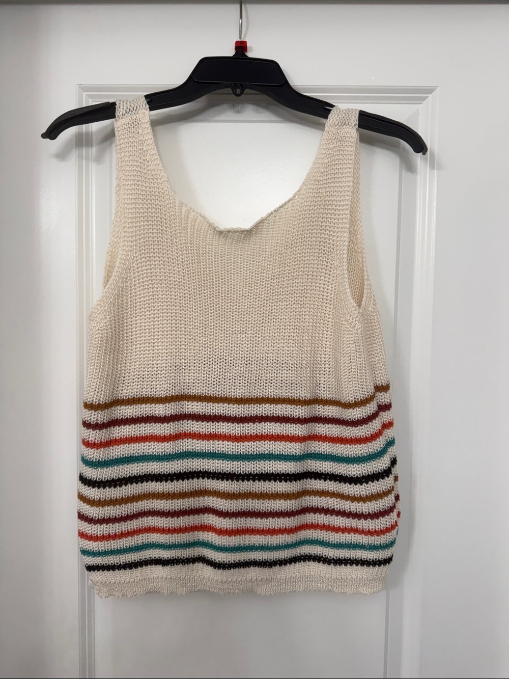 SHEIN Cream Knit Tank with Multicolor Stripes